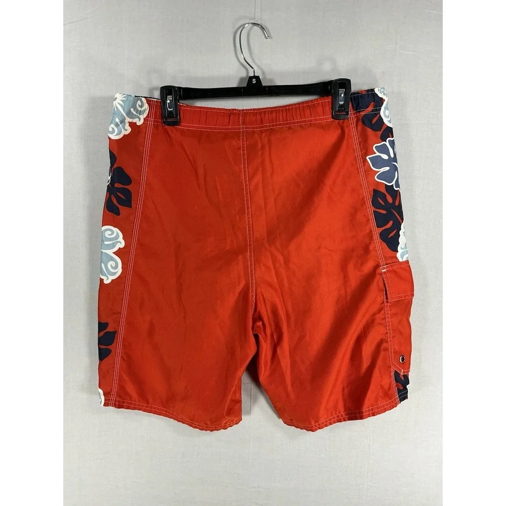Old Navy Men's Swim Trunks Board Shorts Red Floral Print Size M Drawstring